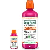 TheraBreath Anticavity Fluoride Mouthwash, Sparkle Mint, Dentist Formulated, 1 Liter (33.8 fl oz) + Travel Size, 3 fl oz