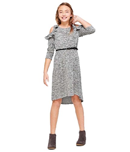 Justice Girl s Ruffle Cold Shoulder Dress (10, Heather Grey)
