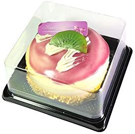 Clear Plastic Lids Colored Base Bakery Pastry Take-Out Containers Pods (3.5" x 3.5" x 1.75", Black Square, 50)