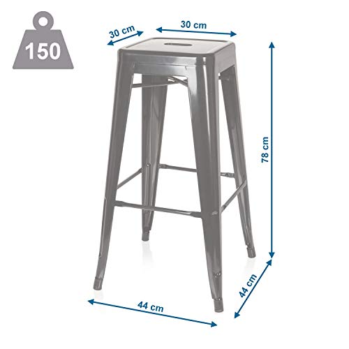 hjh OFFICE 645011 Barhocker VANTAGGIO HIGH Metall Rot Retro-Hocker im Industry-Design, stapelbar – Bild 5