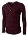 H2H Mens Henley T-shirts with Long Sleeve, Wine, US L (Asia XL)
