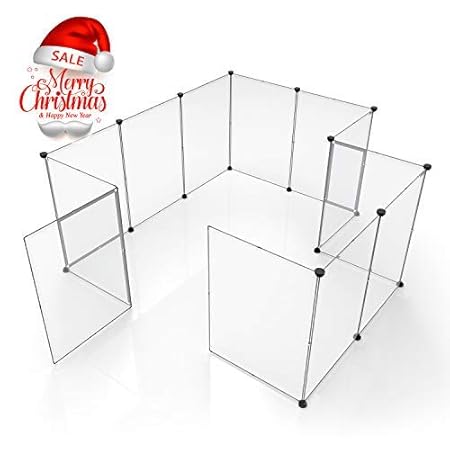 tespo Hund Laufgitter, tragbar Große Kunststoff Yard Zaun für kleine Tiere, Popup Kennel Box Zaun Zelt, transparent weiß 12 P