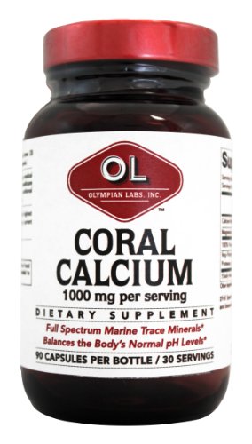 Olympian Labs Coral Calcium 1000mg Concentrate Capsules, Supporting Healthy Bones and pH Balance - 90 Capsules