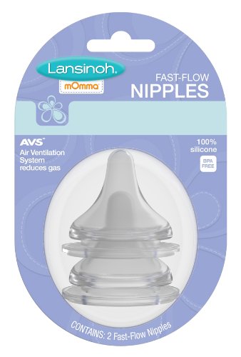 Lansinoh mOmma Nipples, Fast-Flow, 2 Count