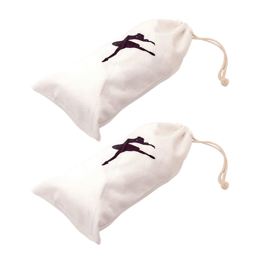 Cotton Duster Pouches Drawstring Pointe Shoe Storage Bag: 2Pcs Canvas Womens Ballet Shoes Bags Personalized Dance Bags Portable Travel Ballet Backpack Multipurpose Drawstring Sack