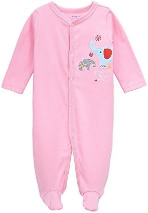 Quoxiao Footie Pajamas Baby Boys Girls Sleepers 100% Soft Cotton Coveralls Size 0-3 Months Elephant