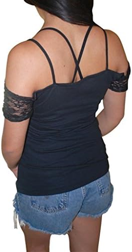 Noih Women's Summer Casual Spaghetti Strap Rose Gun Print Tank Top T-Shirt.