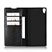 iCoverCase Compatible with Sony Xperia XA Ultra Case, Genuine Leather Wallet Case [Slim Fit] Folio Book Design with Stand and Card Slots Flip Case Cover (Black)