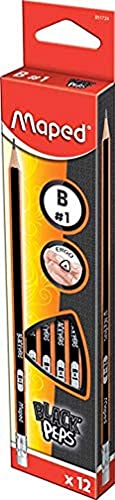 Maped 851724 - 12x pencils BLACKPEPS B with eraser - black/orange