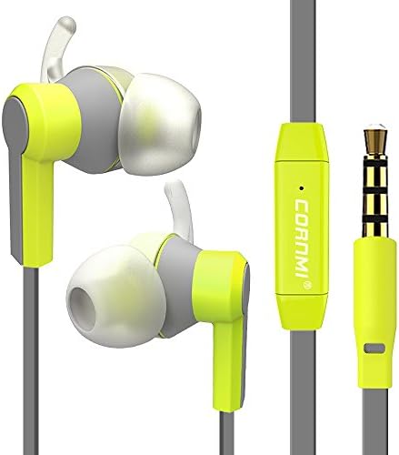 Wired In Ear Sport Dual Earbuds Noise Isolating Sweatproof Wired 3.5MM Headphones Stereo Earphone, Microphone Stereo Headset Compatible with iPhone iPad iPod & Android Devices (Green-1)