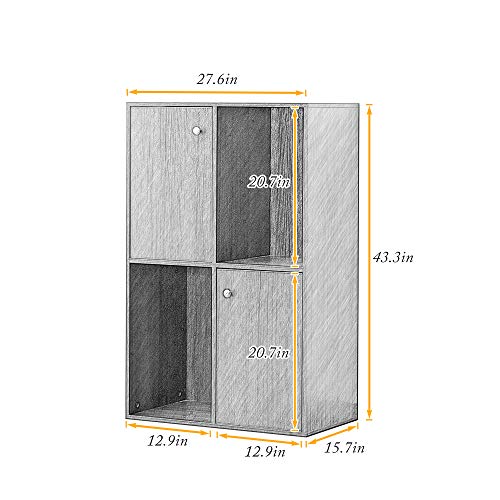 image for DlandHome Bookcase, 2-Door & 2-Cube, Modern Floor Utility Storage Cabi