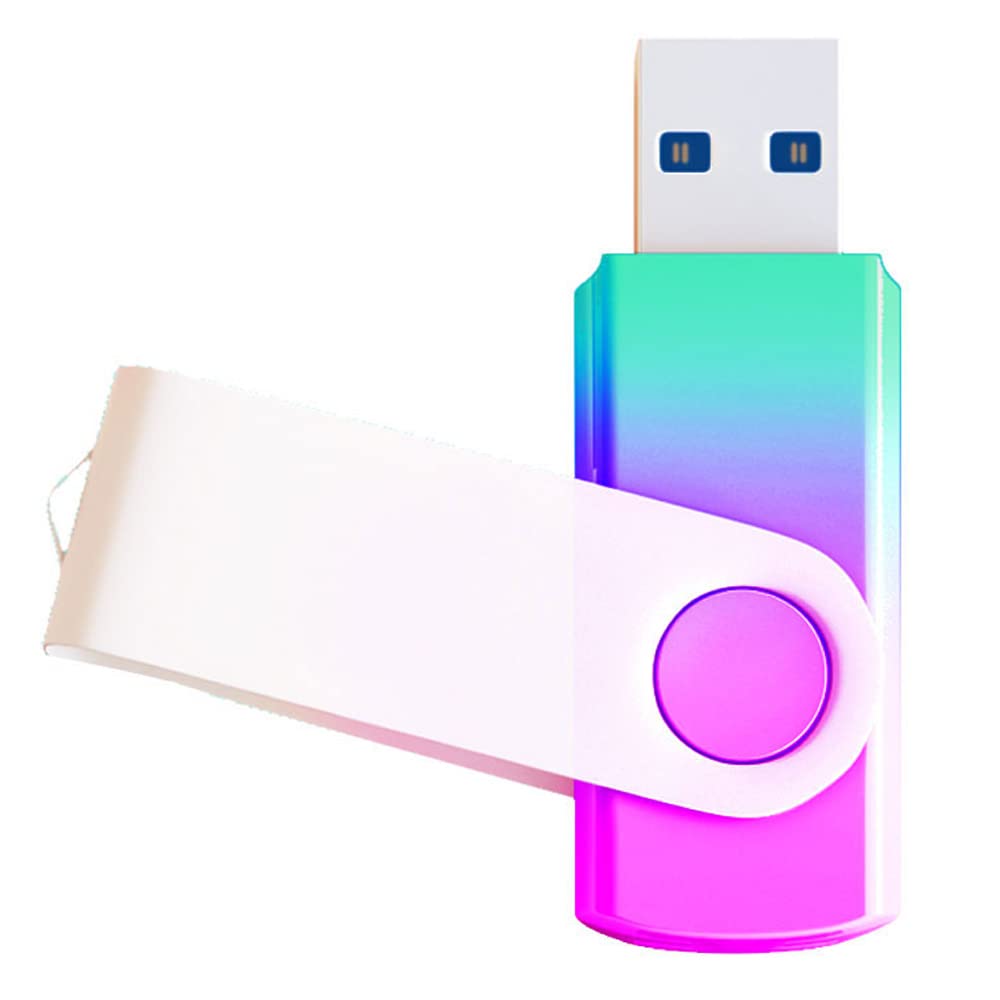 128GB USB 3.0 Flash Drives Purple Cyan Gradient Color USB Memory Stick Wholesale Bulk Swivel Design Thumb Drive for Data Storage (Purple Cyan)