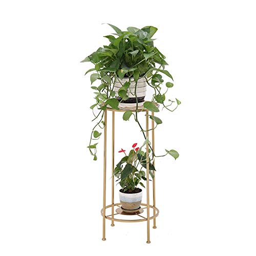 YYFANG Plant Flower Stand Mini Side Table Floor-Standing Easy to Move Metal Simple Modern Living Room, 4 Colors (Color : Gold, Size : 32x32x70cm)