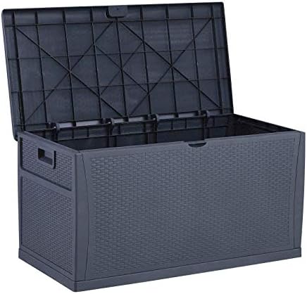 屋外防水収納デッキボックス 庭 ポーチ パティオ 工具など 460リットル おもちゃ コンサバトリー用の蓋付きの大型ロック可能ユニット 収納クッション 物品
