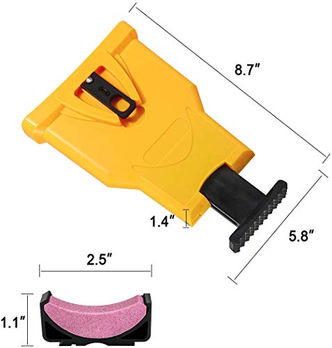 JHFY Chainsaw Sharpener Universal Chain Saw Blade Sharpener Fast Sharpening Stone Grinder Tools Bar Mounted Chainsaw Teeth Sharpener Fit for 14/16/18/20 Inch Two Holes Chain Saw Bar