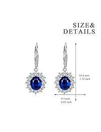 YFN Sterling Silver Created Oval Cut Birthstone Drop Dangle Women Leverback Earrings