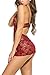 Avidlove Sexy Lingerie for Women Babydoll Sleepwear Lace Chemises Set Dark Red S