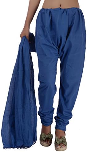 Jaipur Kala Kendra Women's Cotton Churidar Salwar Pants Stole Medium Royal Blue