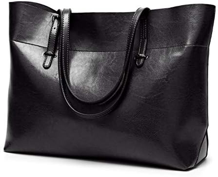 Classic Retro Tote Bag - PU Leather Fashion Shoulder Bag - Light Weight Laptop Tote Bag - Tote Satchel with Large Capacity for Girl Women Lady(black)