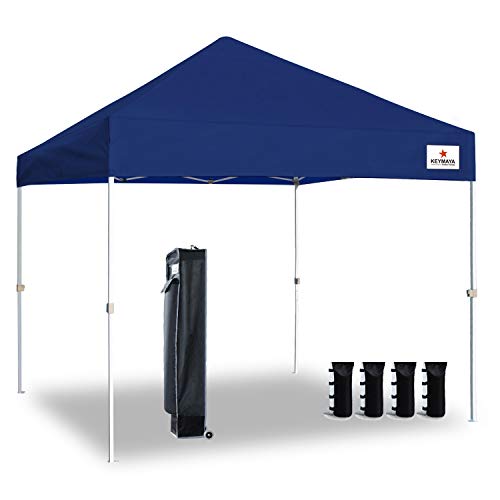Keymaya 10'x10' Ez Pop Up Canopy Tent Commercial Instant Shelter Canopies Bonus Heavy Duty Weight Bag 4-pc Pack (10x10, A# Navy Blue) - Thumbnail 6