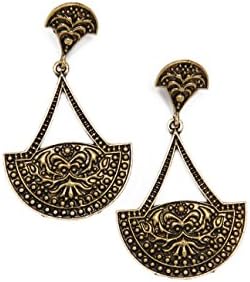 Fashion Vintage Rhinestone Crystal Pierced Drop Earrings. Stainless steel. Bronze/Silver. Arabic. (Bronze Arks #2)