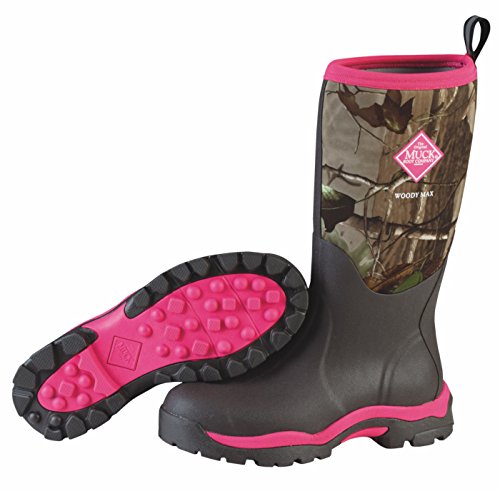 Muck Boot Women's Woody Pk Hunting Shoes, Bark/Realtree/Hot Pink, 5 M US