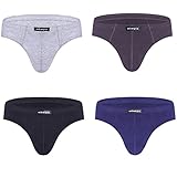 wirarpa Men's Underwear 100% Cotton 4 Pack Basic Classic Briefs No Fly Soft Covered Waistband, Small