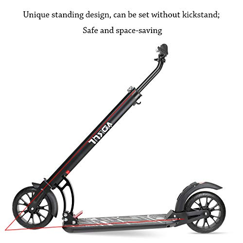 VOKUL Foldable Kick Scooters for Adults/Teens/Kids; One-Second Easy Folding Mechanism, Adjustable Handlebars Range from 90-105cm; Shock Absorption System, Up to 220lbs - Thumbnail 5