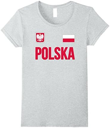 Women's Polska T-shirt Polish Flag Poland Travel Vacation Souvenir Small Heather Grey