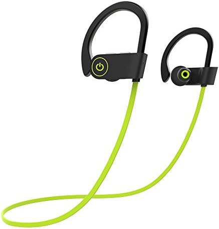 Bluetooth Headphones,Geman Best Wireless Sports Earphones with Mic &amp; Siri Over Ear IPX7 Waterproof HD Stereo Sweatproof Earbuds for Gym Running Walkout 8Hours Battery Noise Cancelling Headsets (green)