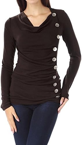 Elegeet Womens Long Sleeve Button Loose Fit Casual Tunic Tops