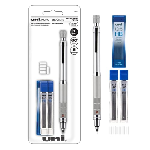 Uniball Kuru Toga Elite Mechanical Pencil Starter Kit with Silver