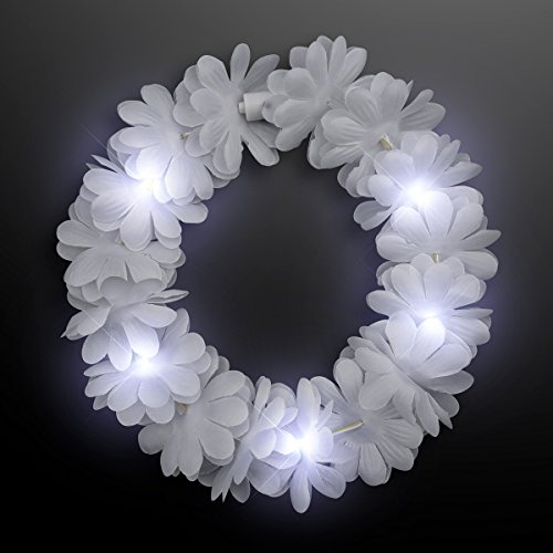 White LED Hawaiian Lei Floral Headband Light Up Flower Crown