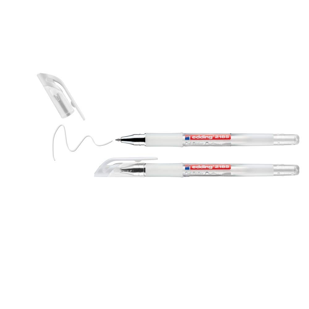 Edding 2185 White Gel Roller - Pack of 2 - 0.7 mm - For Writing, Drawing, Colouring Mandalas, Bullet Journals