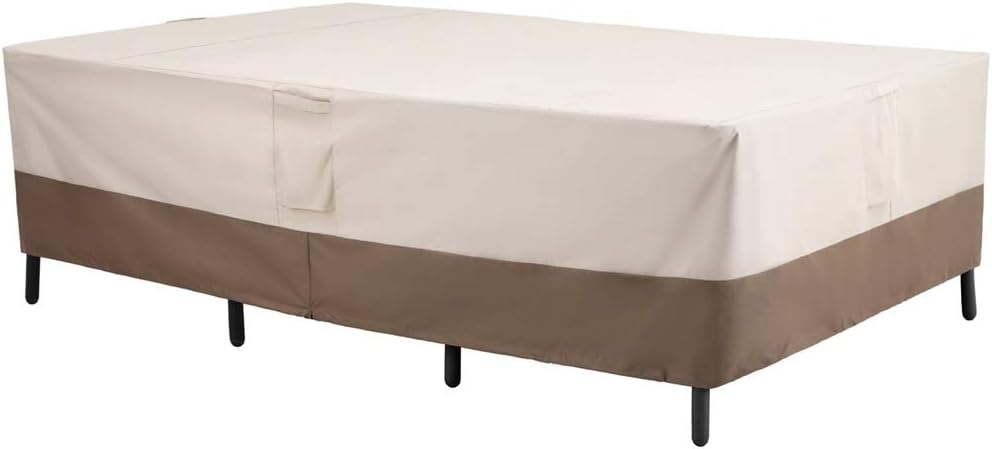 PHI VILLA Patio Table & Chairs Set Cover, Water Resistant Outdoor Furniture Dinning Set Covers with Pop-up Supporter, Rectangular/Oval, X-Large: Furniture & Decor