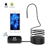 WiFi Wireless Endoscope, ROTEK 2.0 MP Semi-Rigid Inspection Endoscope Waterproof Borescope, 1080P HD Snake Camera w/6 LEDs Light Compatible for Android & iOS Smartphone Tablet-11.5ft