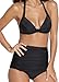 Angerella Vintage Two Piece High Waist Swimsuit Bikini(SST016-B1-3XL),Black,US12-14=Tag Size 3XL