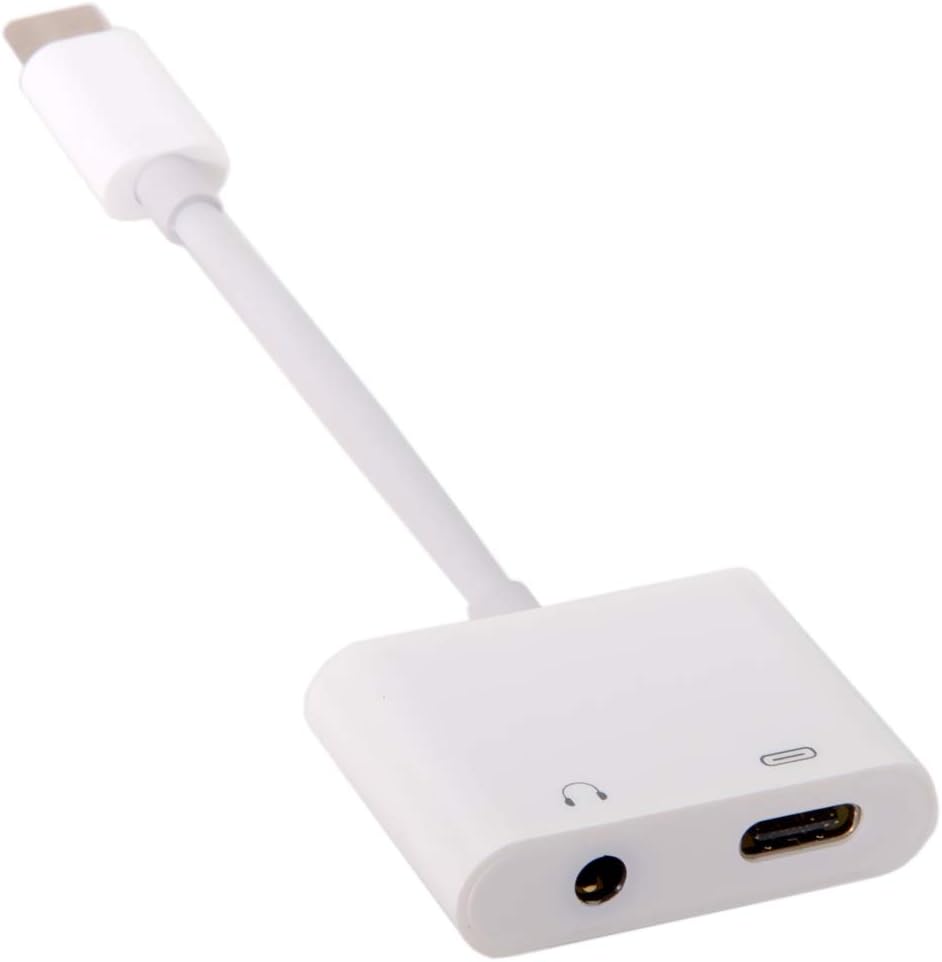USB-C to 3.5mm Earphone AUX Audio & Type-C Female Combo Adapter for Cell Phone Tablet