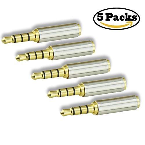 Rancco 5 pcs audio headphone jack adapter, aux stereo 3…