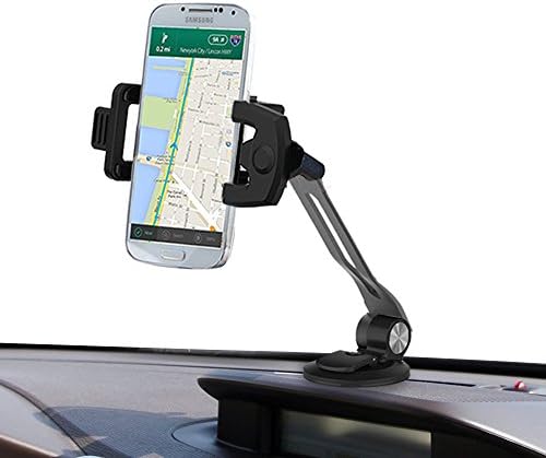 Alloy Car Phone Mount,Iwonderful Grip Flex Universal Windshield Car Phone Holder/Stand/Car Cradle with Extra Dashboard Base and Strong Suction for iphone HTC Sony LG Smartphones,GPS Devices,1006-Black