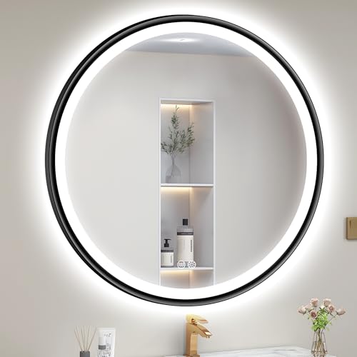 S'bagno 24'' Round Black LED Mirror