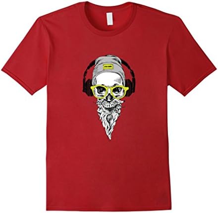 Men's The Hipster Skull with Beard T-shirt 2XL Cranberry