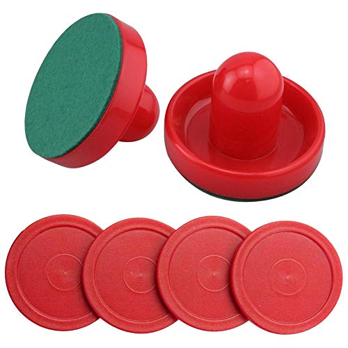 DoubleWood Air Hockey Pushers and Red Air Hockey Pucks Great Goal Handles Paddles Replacement Accessories for Game Tables (Diameter 2.4"/60mm) - Thumbnail 6
