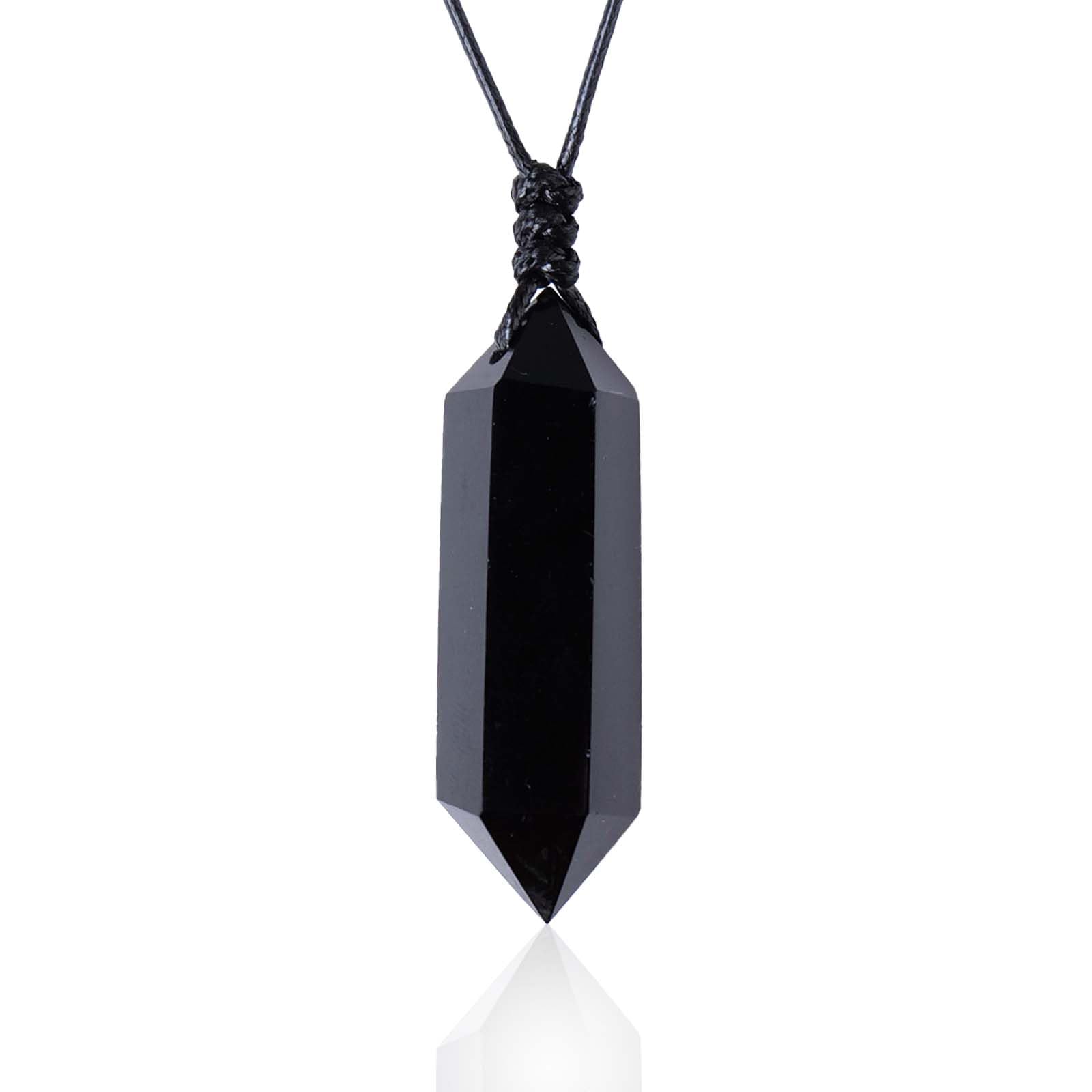 RJINGSHI Bullet Necklace for Women Obsidian Crystal Necklace Handmade Woven Healing Crystal Men and Women Necklace Gift