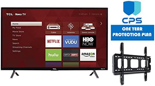 TCL 40S305 40-Inch 1080p Roku Smart LED TV (2017 Model) w/ED Bundle - $119 Value (Bundle Includes: Wall Mount Bracket + 1 Year Extended CPS Limited Warranty) (Certified Refurbished)
