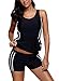 Bdcoco Women's Print Tankini Two Piece Swimsuit with Short Bottom Skirt S-XXXL