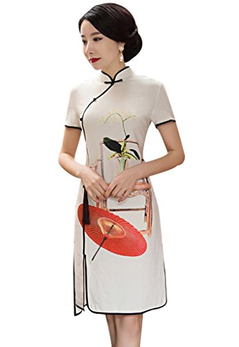 Wincolor Women's Floral Printed Chinese Traditional Cheongsam Qipao Casual Party Dress