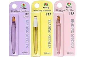 HUBSHOP Tulip Beading Needles Bundle of 3 Packs: Size 10, Size 11 & Size 12-1 Pack of Each - TBN-001e, TBN-003e, TBN-004e, Japanese Needles for Seed Beads