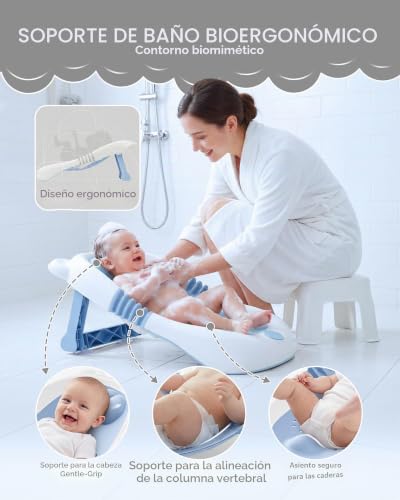 Foldable Baby Bath Tub with Stand, Newborn Bathtub with Non-Slip Seat and Suction Cups, Baby Must Haves for 0-6 Months, Newborn Gift