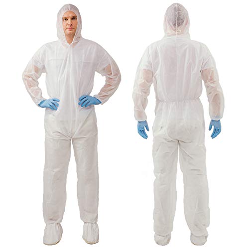 VVicogard Disposable Isolation Coveralls, Front Zipper Elastic Wrists